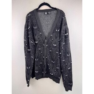 Cakeworthy x Disney‎ Haunted Mansion Cardigan Gray Spooky Eyes Knit Sweater Sz L